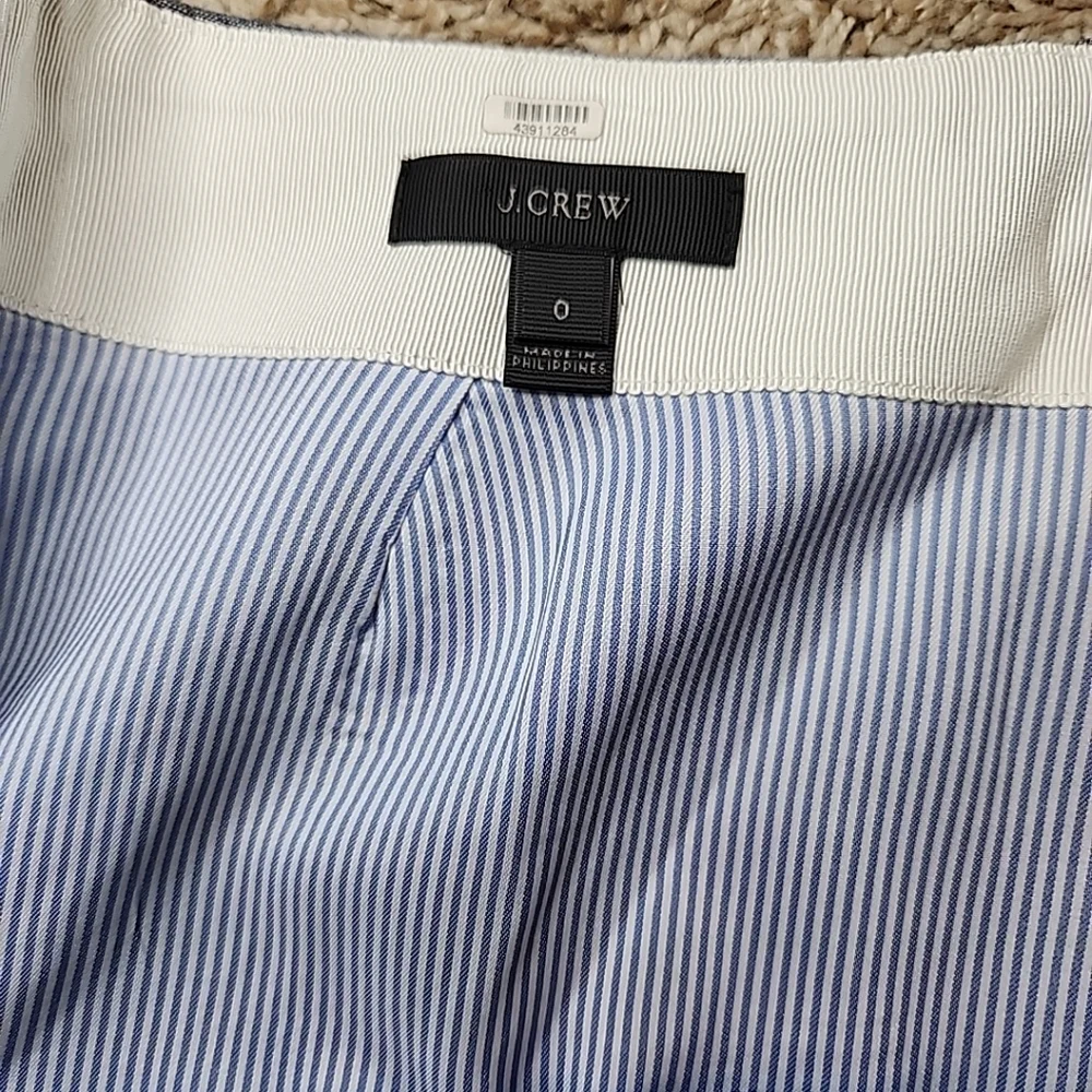 J. Crew Scalloped Front A Line Wrap Mini Skirt Cotton Button Blue Size 0 - Picture 7 of 9